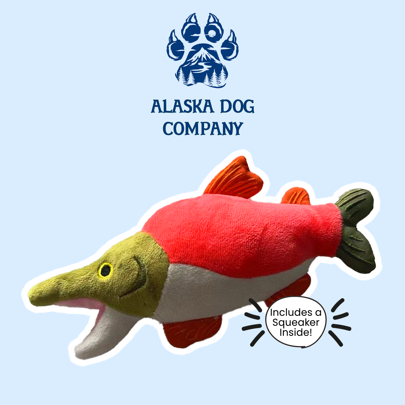 Alaska Dog Company Salmon Fish Plush Dog Toy