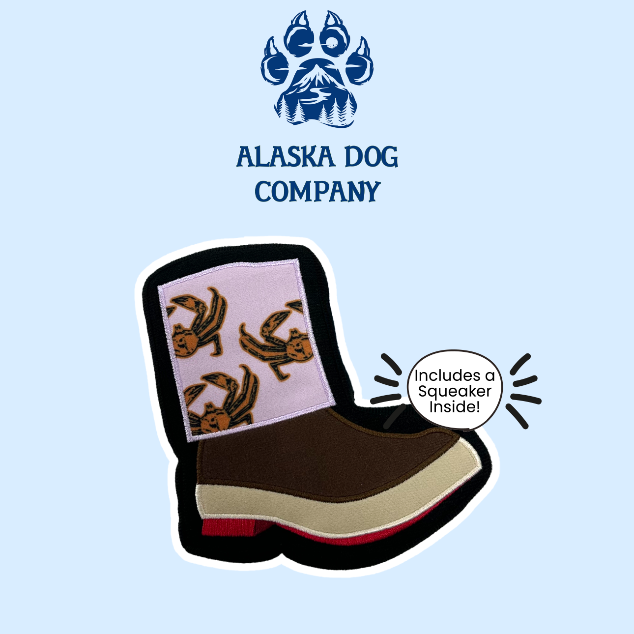 Alaska Dog Company Crab Boot Foam Dog Toy